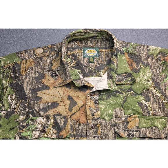 Cabelas Mossy‎ Oak Obsession Camo Mens Large Shirt Overshirt  Pockets Hunting - Picture 2 of 9